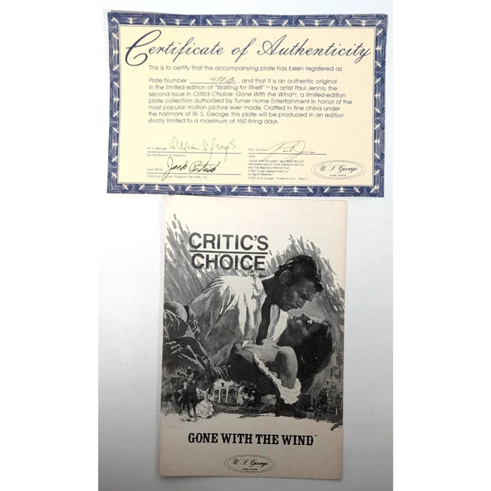 Bradford Exchange Gone With The Wind Waiting For Rhett Plate 1991 COA